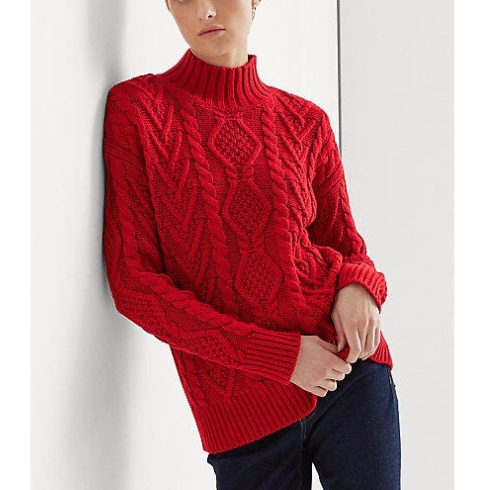 NWT Ralph Lauren Cable Knit Mockneck Jumper